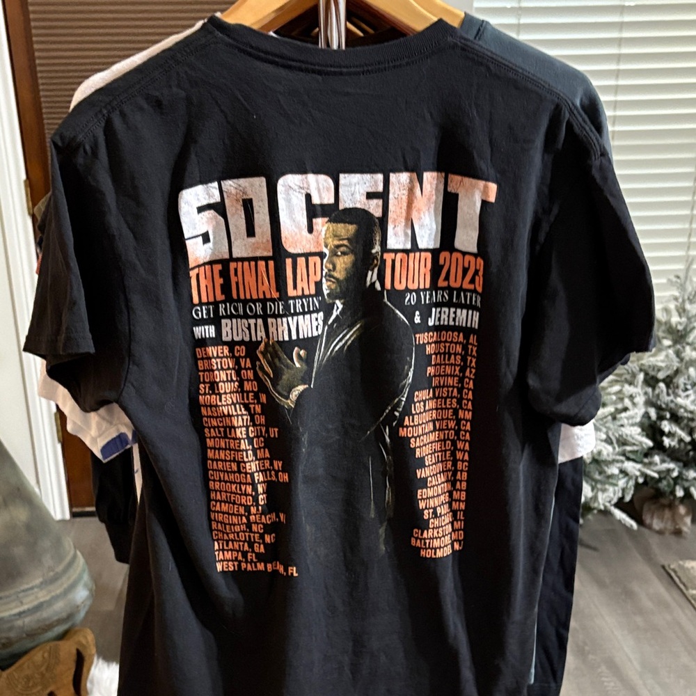 Gildan Black 50 Cent Tour Graphic Tee Featuring Busta Rhymes & Jeremih - Picture 2 of 3